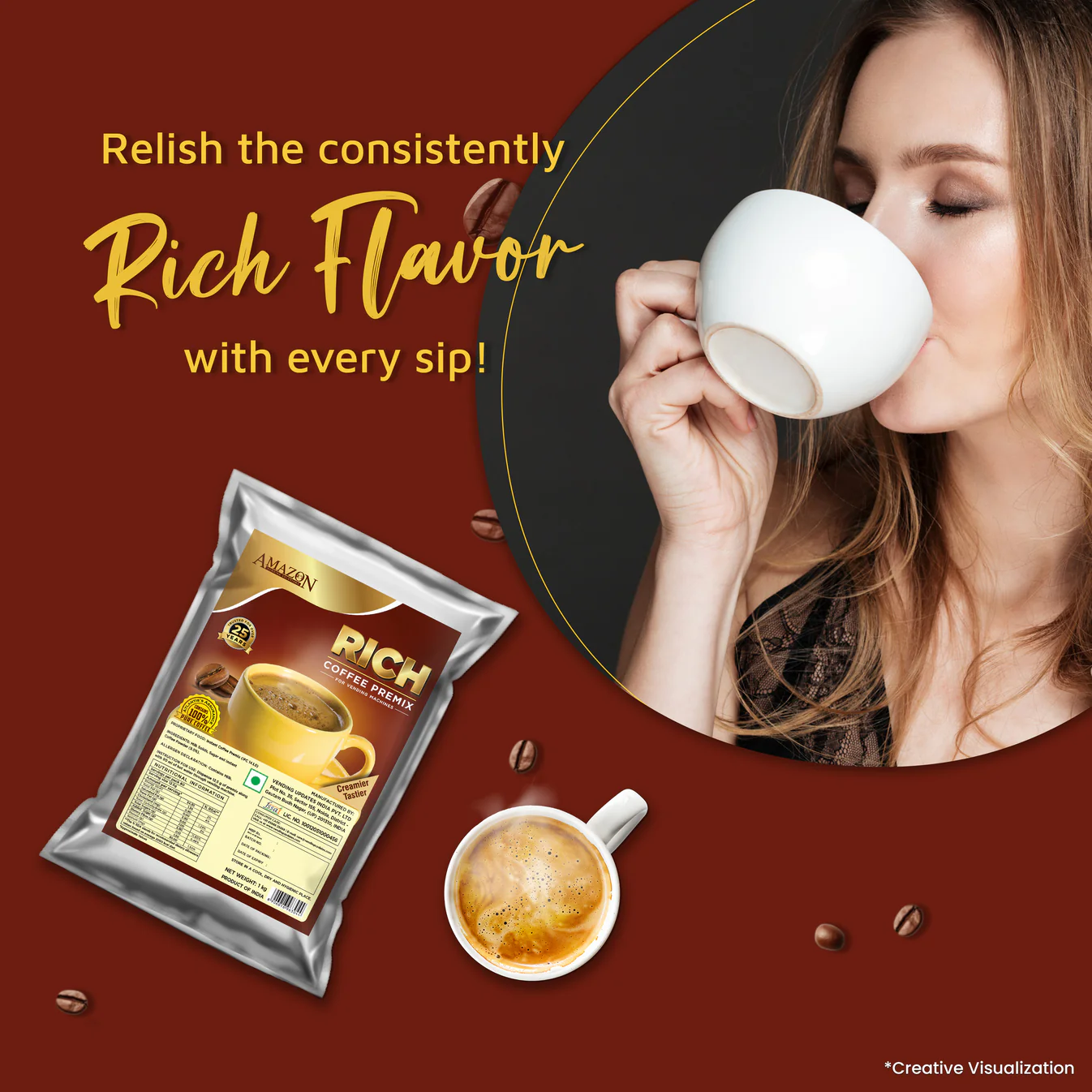 AMAZON Rich 3-in-1 Coffee Premix – 1kg Pack view 2