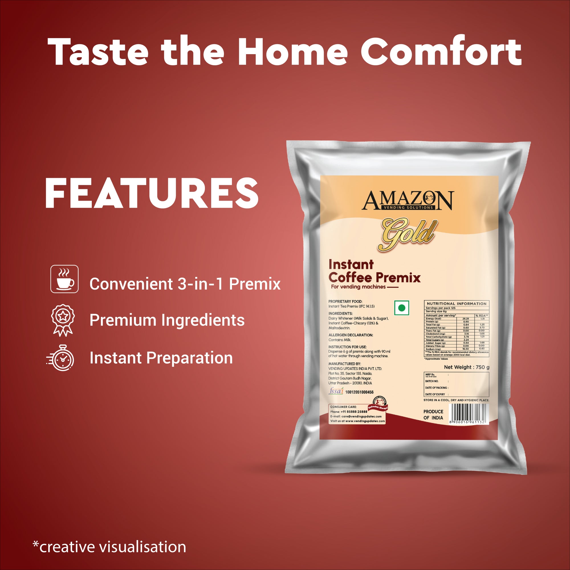 AMAZON GOLD INSTAT COFFEE PREMIX view 3