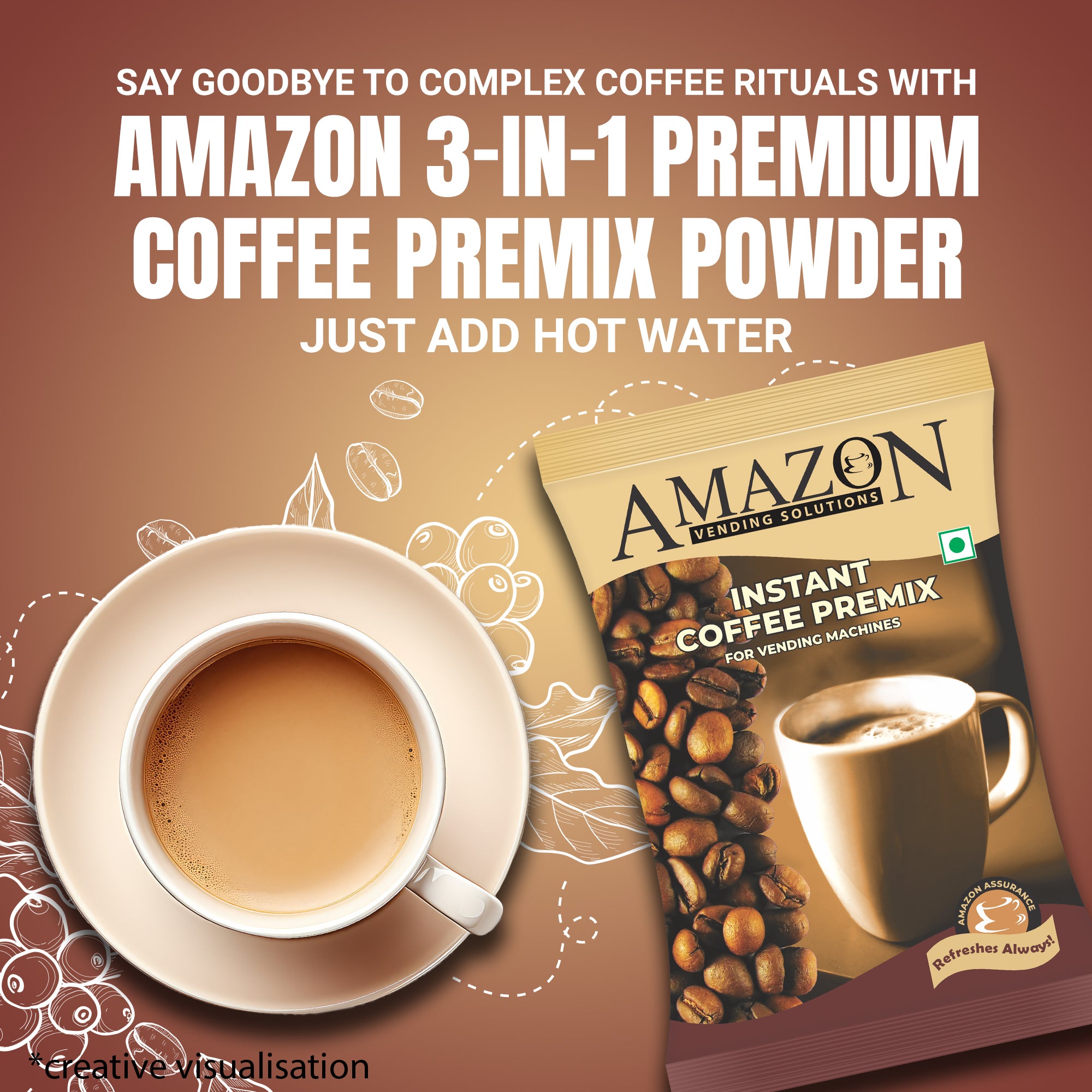 AMAZON Premium 3-in-1 Coffee Premix – Smooth Blend for Vending Machines view 2