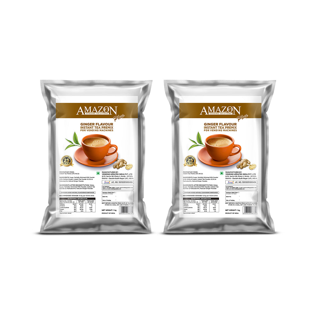 AMAZON Plus 3-in-1 Ginger Tea Premix – 1kg Pack view 3
