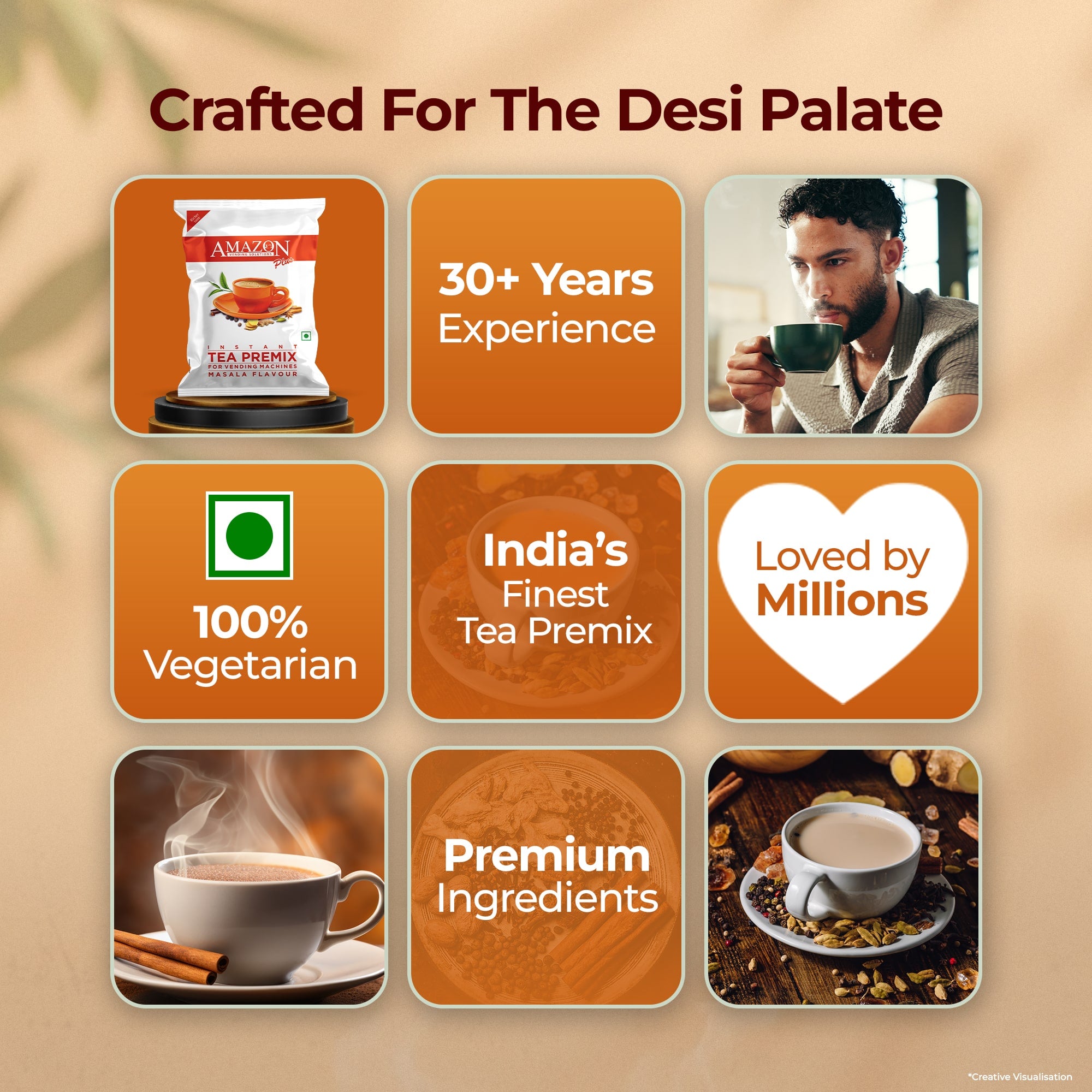 AMAZON Plus Masala 3-in-1 Tea Premix Powder 1KG for Vending Machine view 6