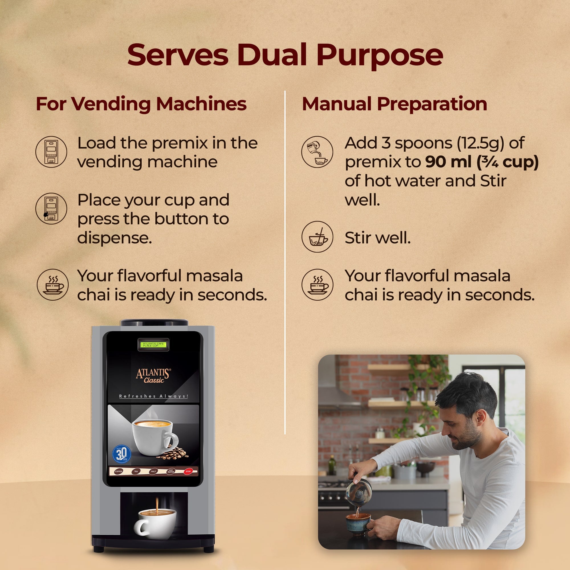 AMAZON Plus Masala 3-in-1 Tea Premix Powder 1KG for Vending Machine view 8