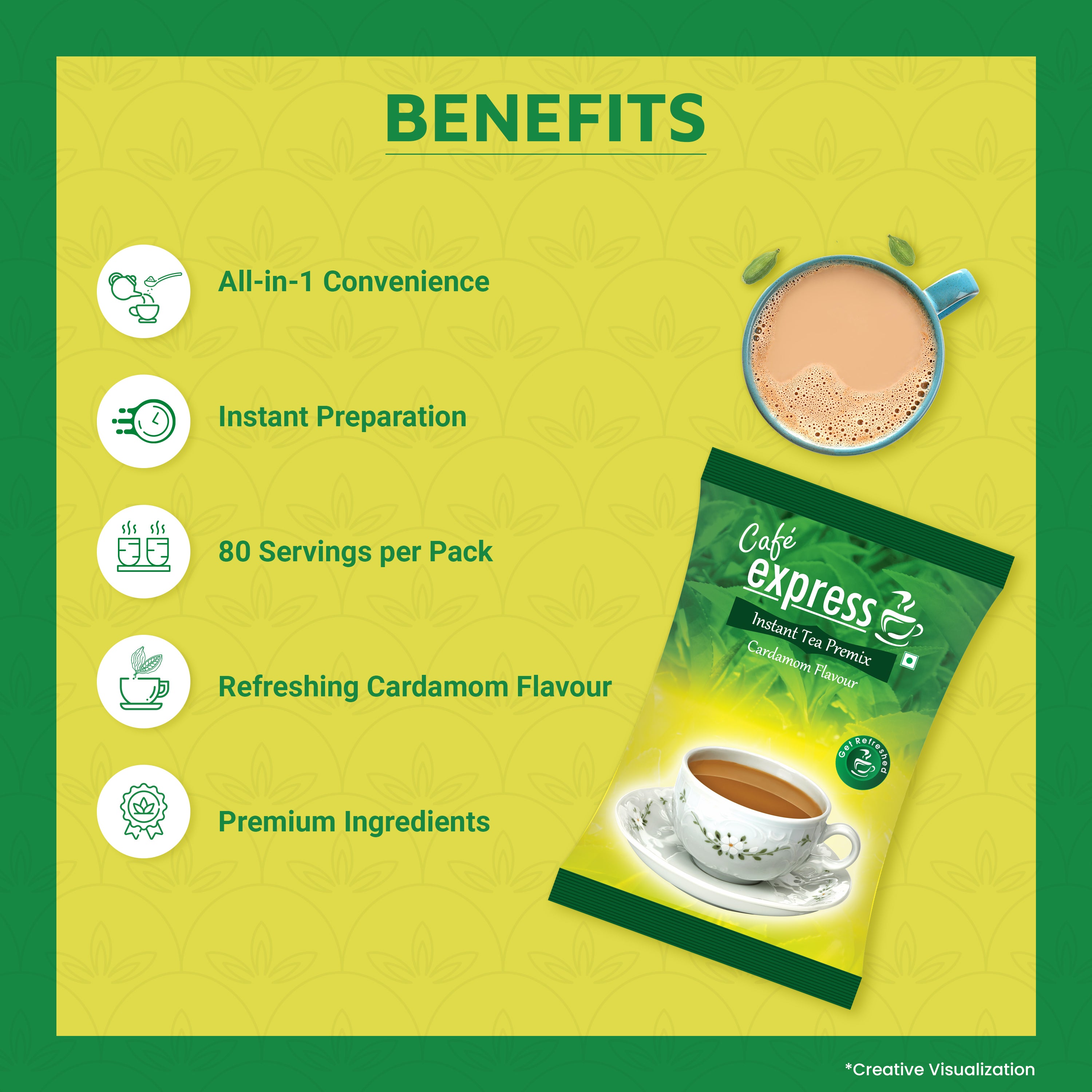 Cafe Express 3-in-1 Cardamom Tea Premix – 1kg Pack view 2