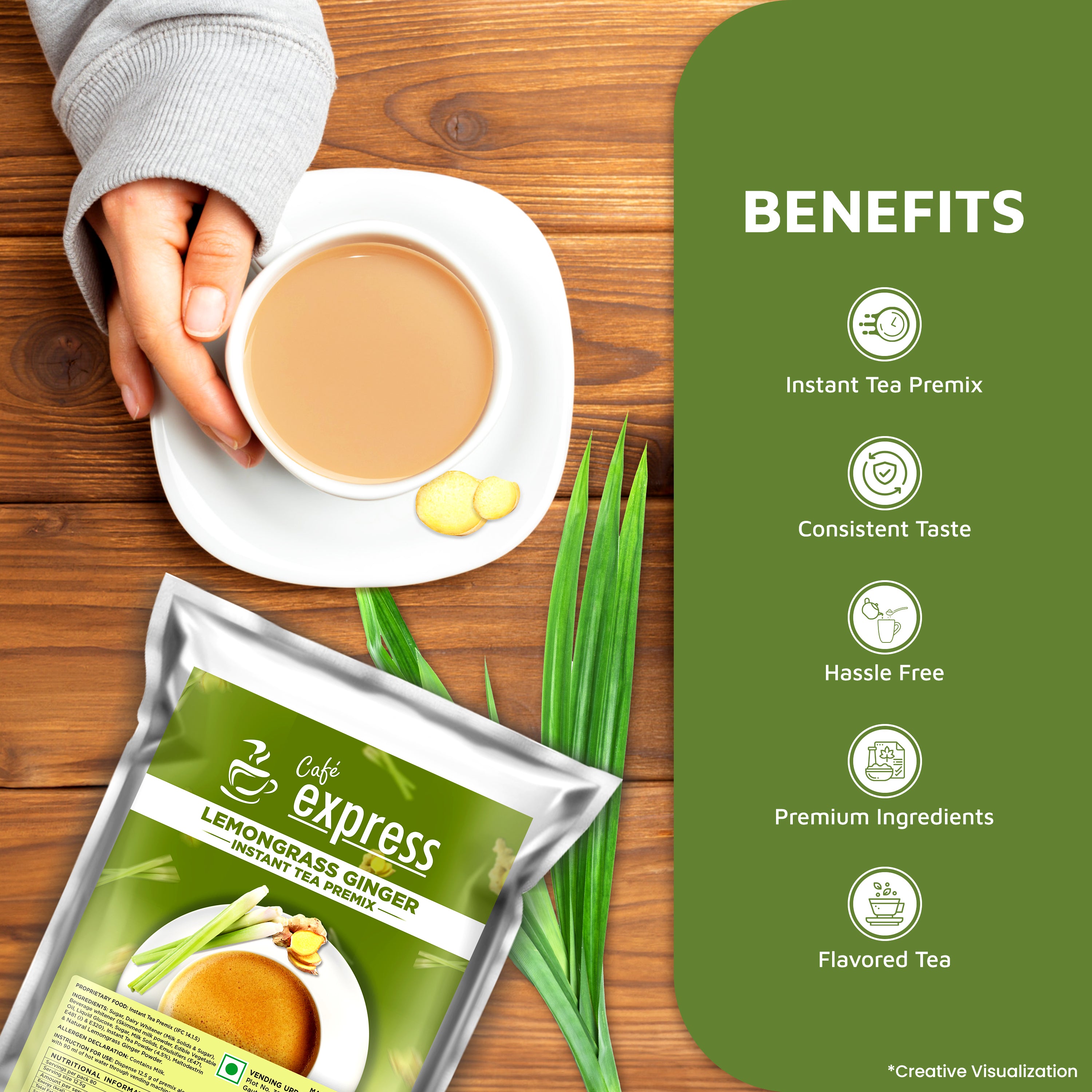 Cafe Express Lemongrass Ginger Tea Premix – 3-in-1 Blend for Vending Machines view 3