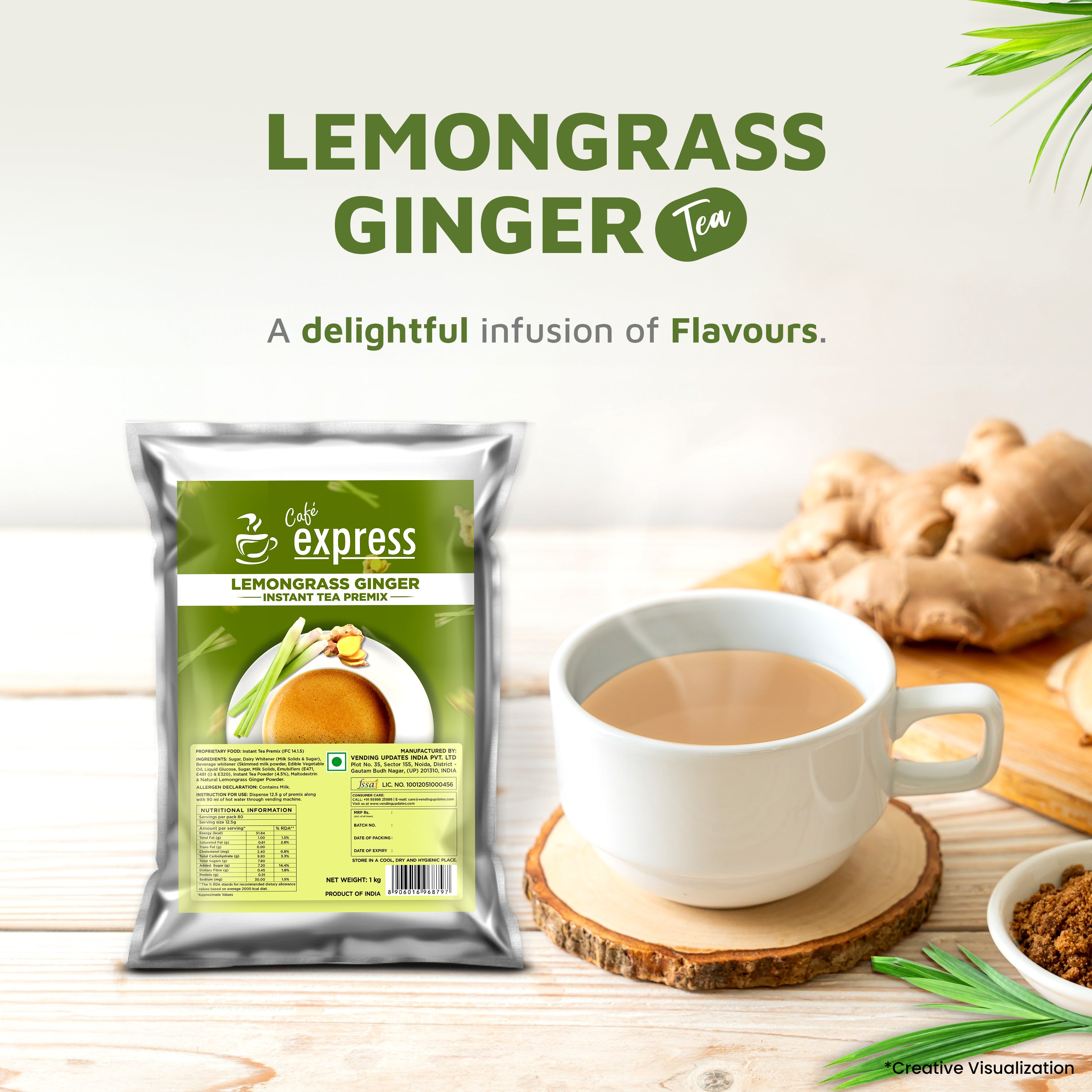 Cafe Express Lemongrass Ginger Tea Premix – 3-in-1 Blend for Vending Machines view 5