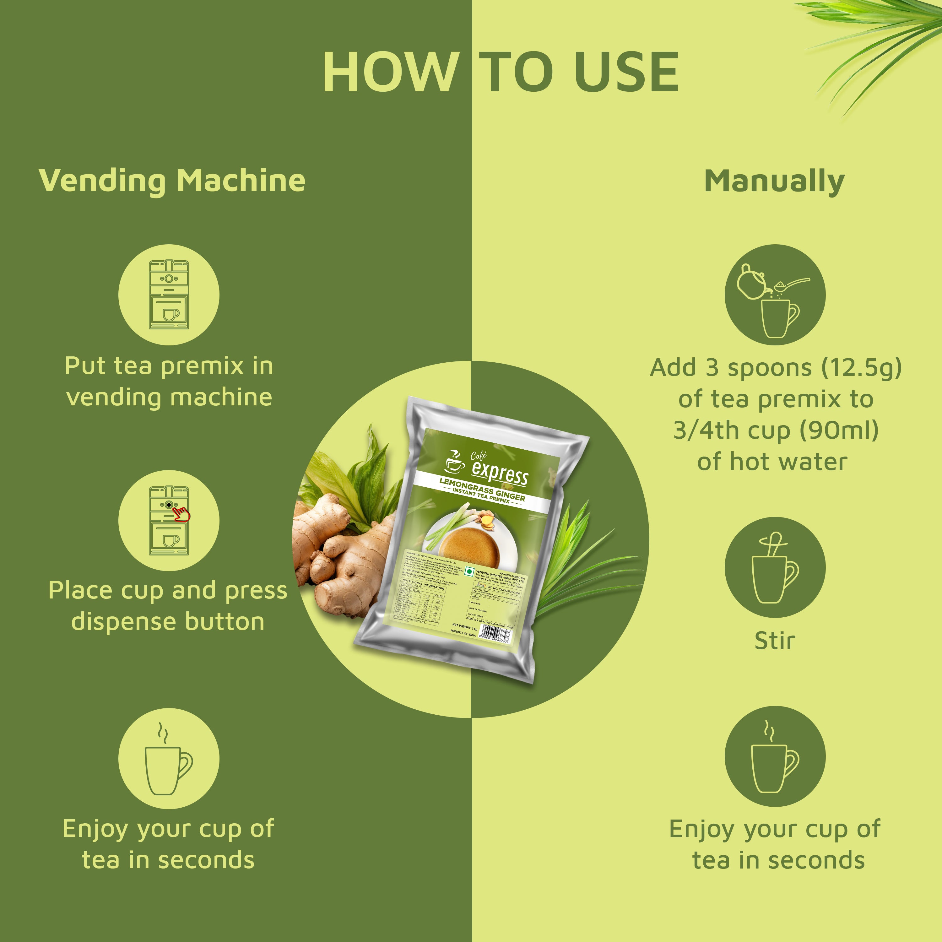 Cafe Express Lemongrass Ginger Tea Premix – 3-in-1 Blend for Vending Machines view 8