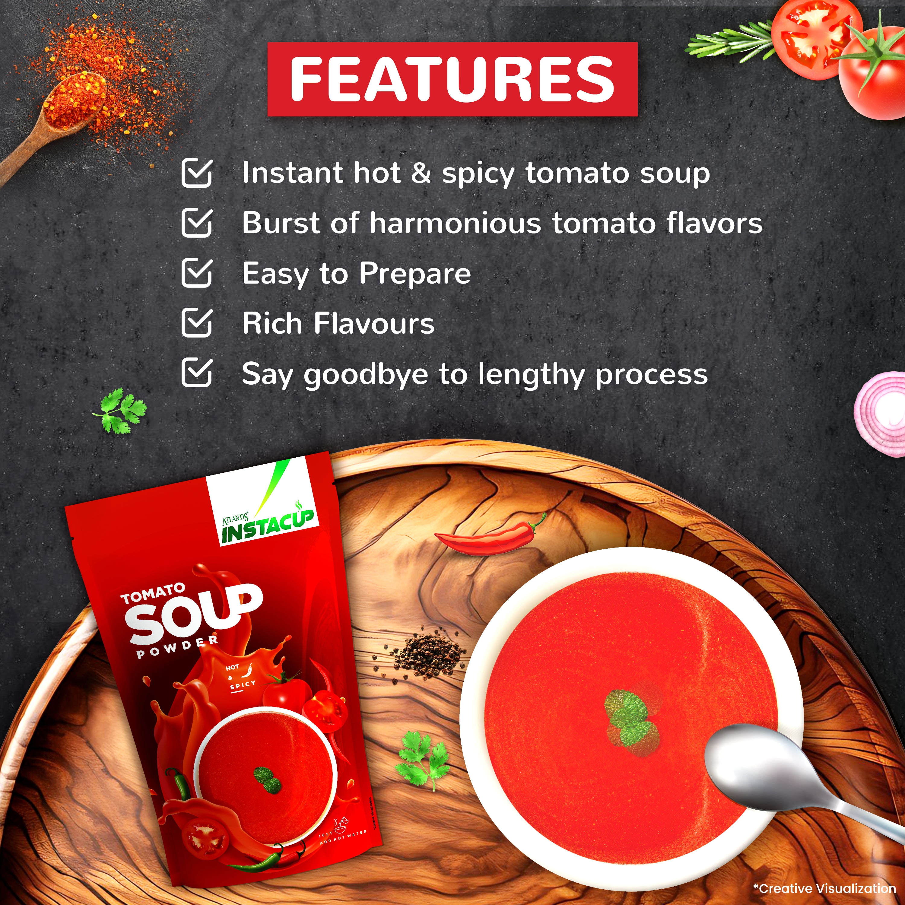 ATLANTIS INSTACUP Hot & Spicy Tomato Soup Premix view 4