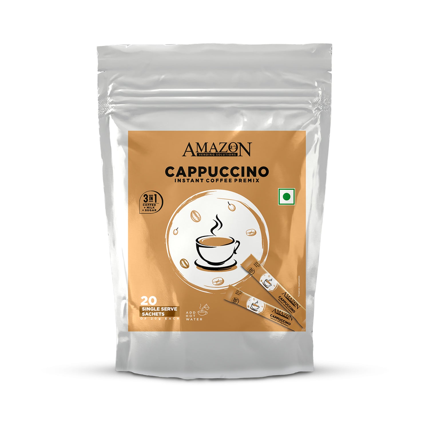 AMAZON 3-IN-1 CAPPUCCINO COFFEE Single Serve Sachets Premix Pack