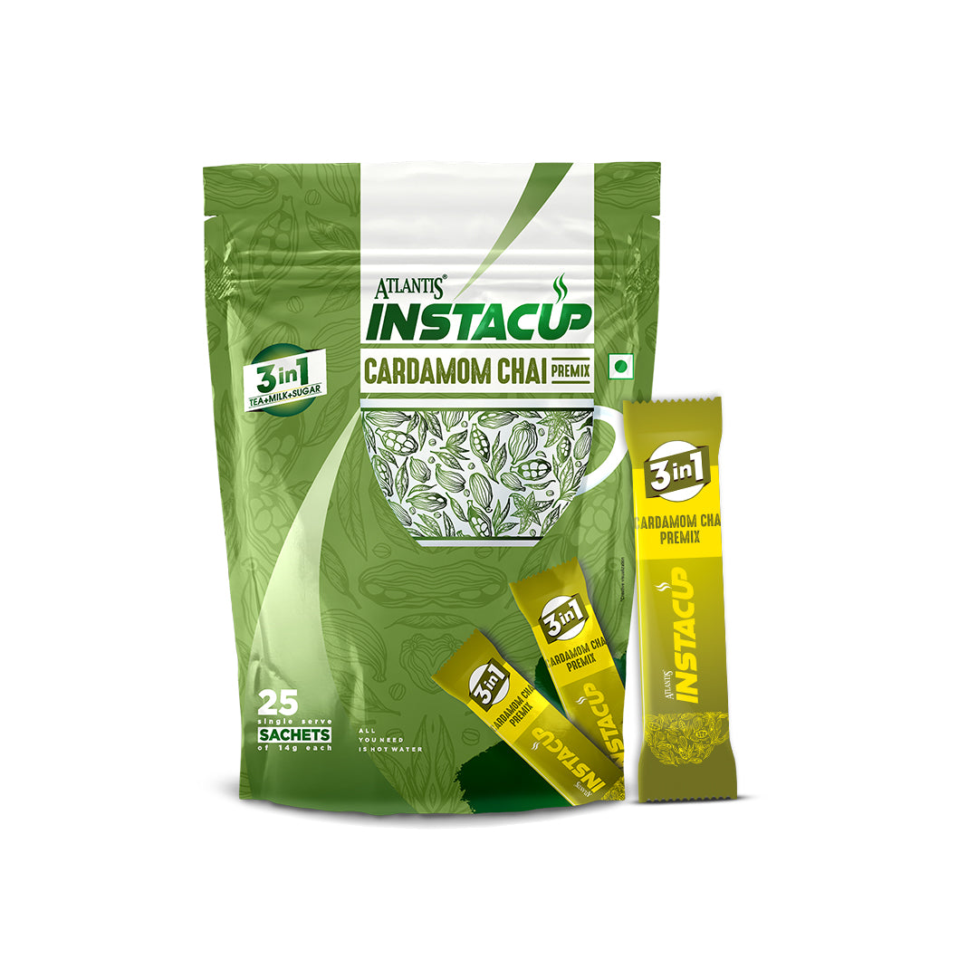 ATLANTIS INSTACUP 3-IN-1 Cardamom Chai Premix Single Serve Sachets Pack