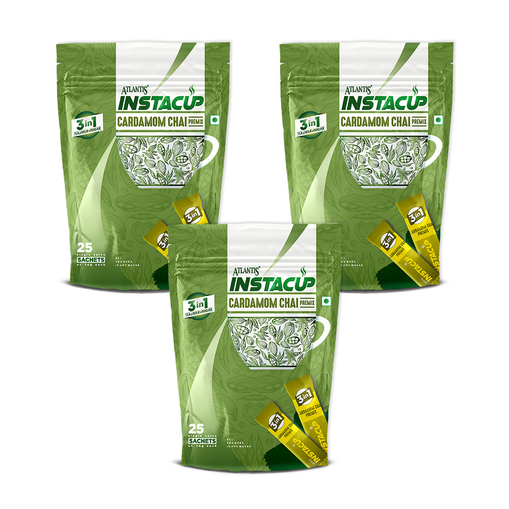 ATLANTIS INSTACUP 3-IN-1 Cardamom Chai Premix Single Serve Sachets Pack view 5