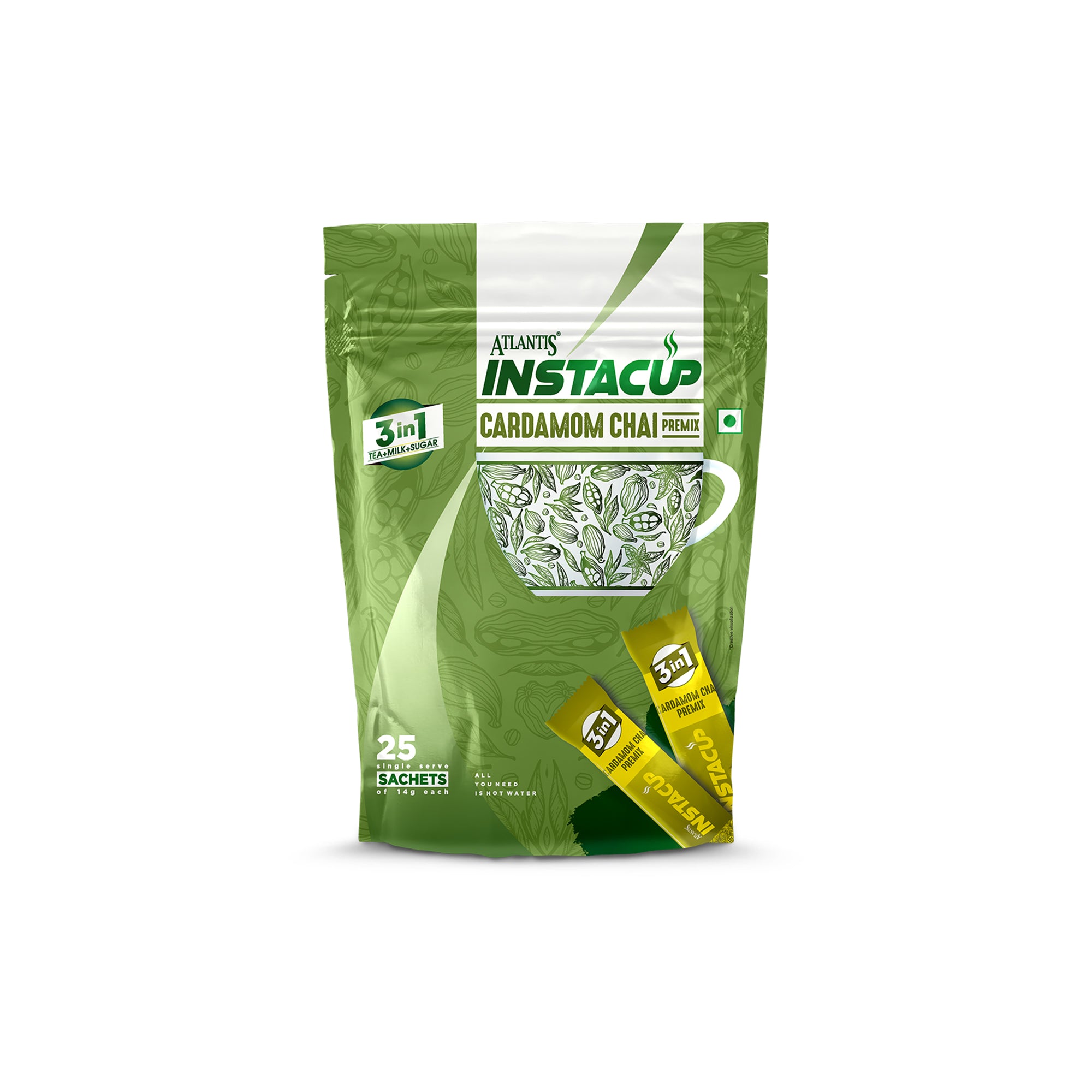 ATLANTIS INSTACUP 3-IN-1 Cardamom Chai Premix Single Serve Sachets Pack view 7