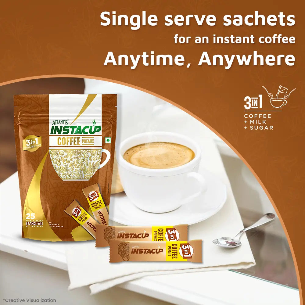 ATLANTIS INSTACUP 3-IN-1 Coffee Premix Single Serve Sachets Pack view 4