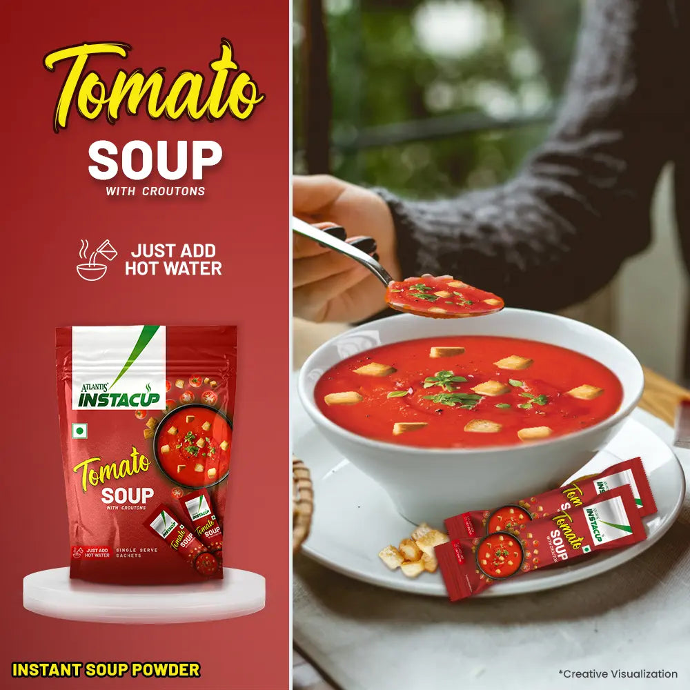 Atlantis InstaCup Croutons Tomato Single Serve Sachets Soup Pack view 4