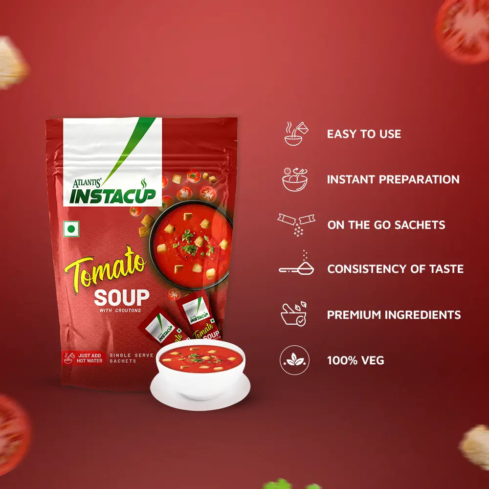 Atlantis InstaCup Croutons Tomato Single Serve Sachets Soup Pack view 6
