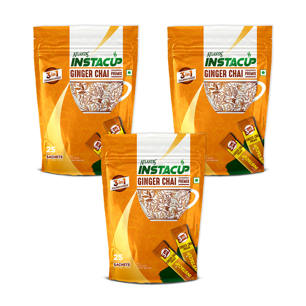 ATLANTIS INSTACUP 3-IN-1 Ginger Tea Premix Single Serve Sachets Pack view 3