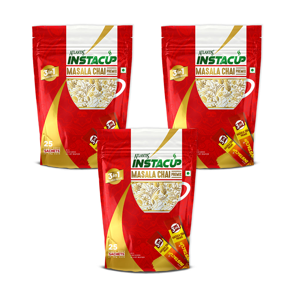 Atlantis InstaCup 3-IN-1 MASALA Chai Premix Single Serve Sachets Pack view 10
