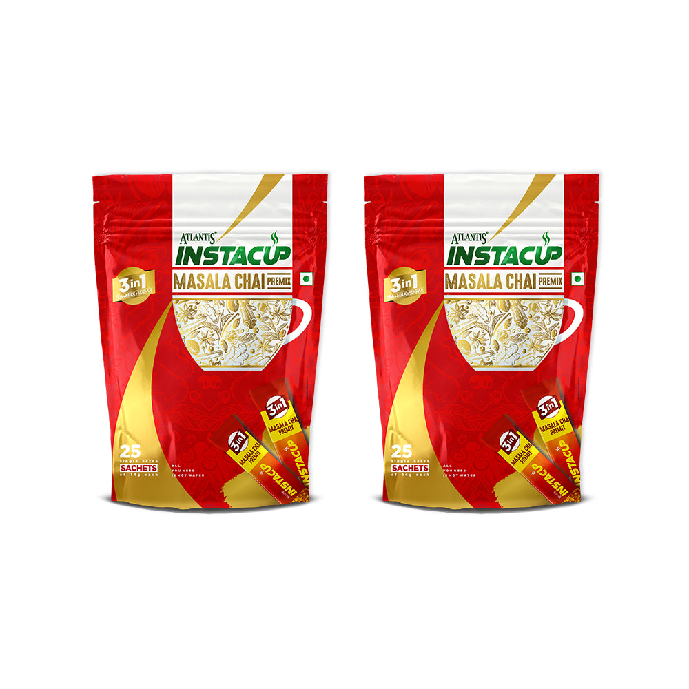 Atlantis InstaCup 3-IN-1 MASALA Chai Premix Single Serve Sachets Pack view 6