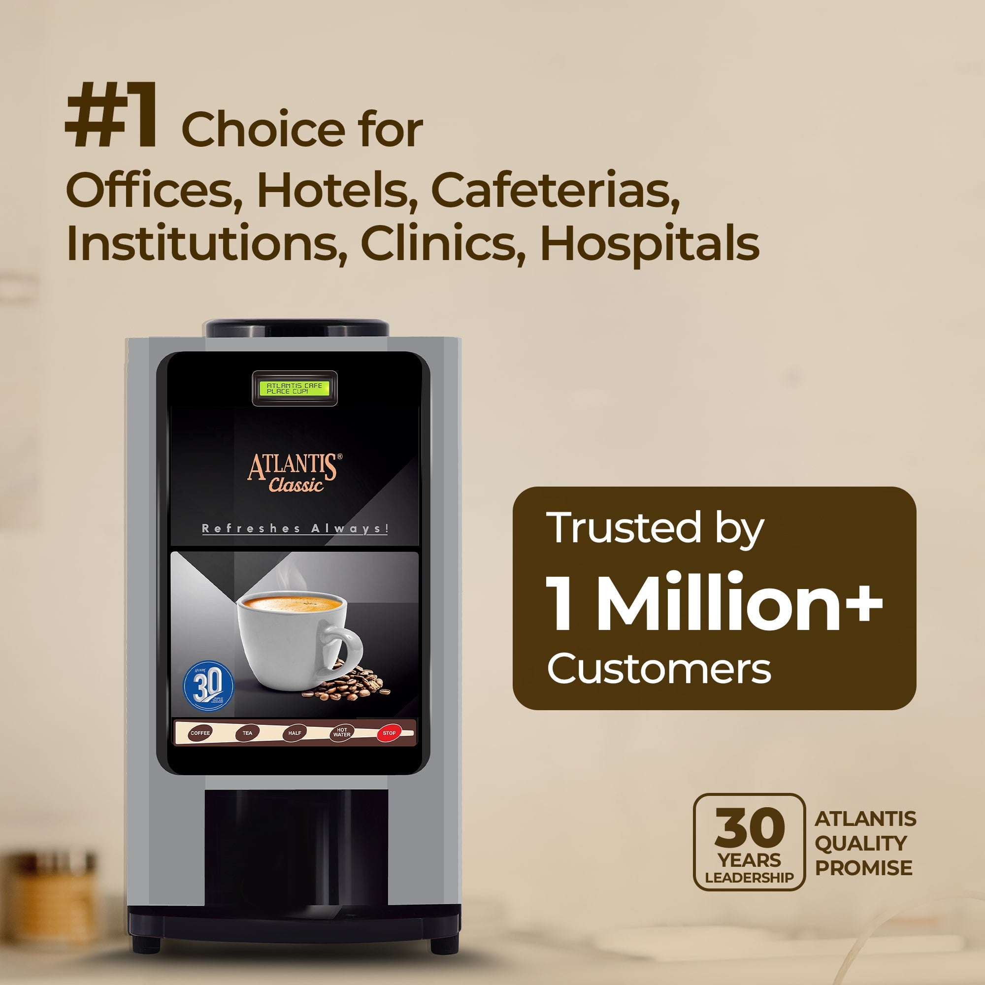 ATLANTIS CLASSIC - 3 Lane Tea and Coffee Vending Machine  3 Ltrs hot Tank view 3