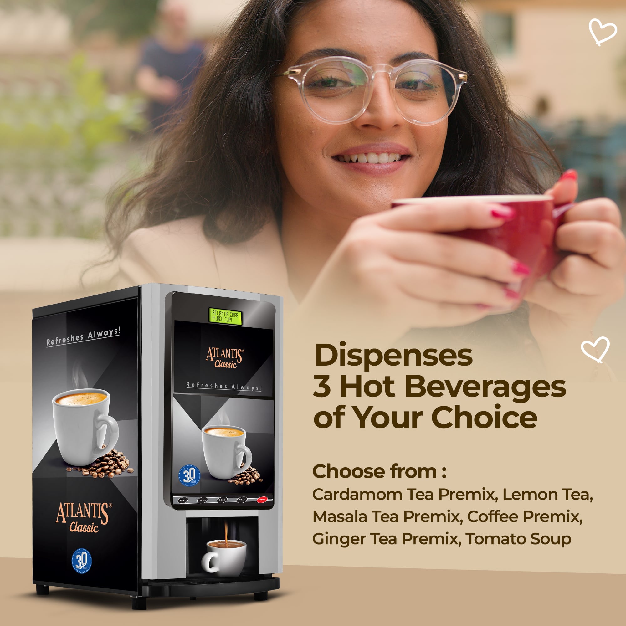ATLANTIS CLASSIC - 3 Lane Tea and Coffee Vending Machine  3 Ltrs hot Tank view 8