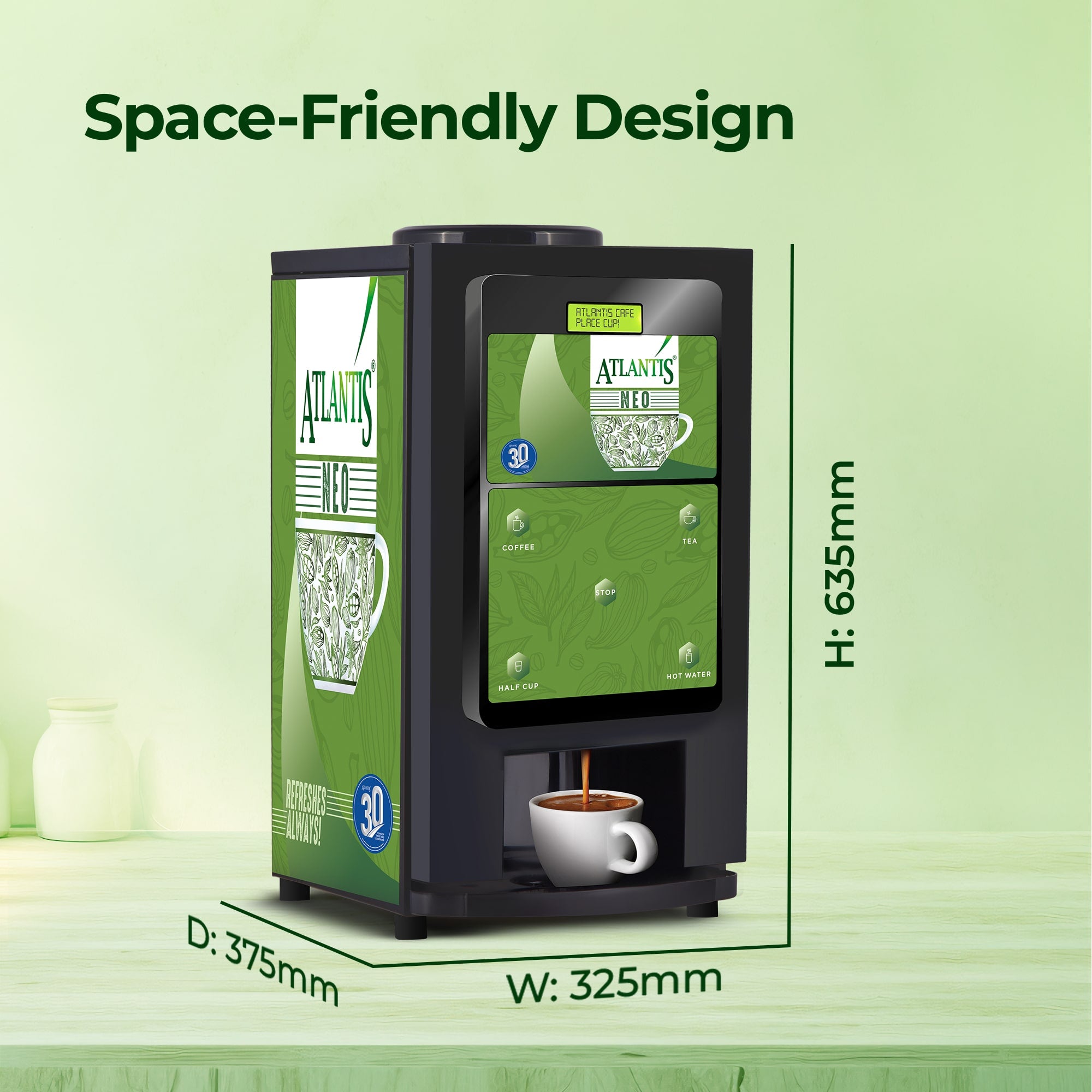 ATLANTIS NEO COIN OPERATED 2-Lane Tea and Coffee Vending Machine- Dedicated Hot Water view 4