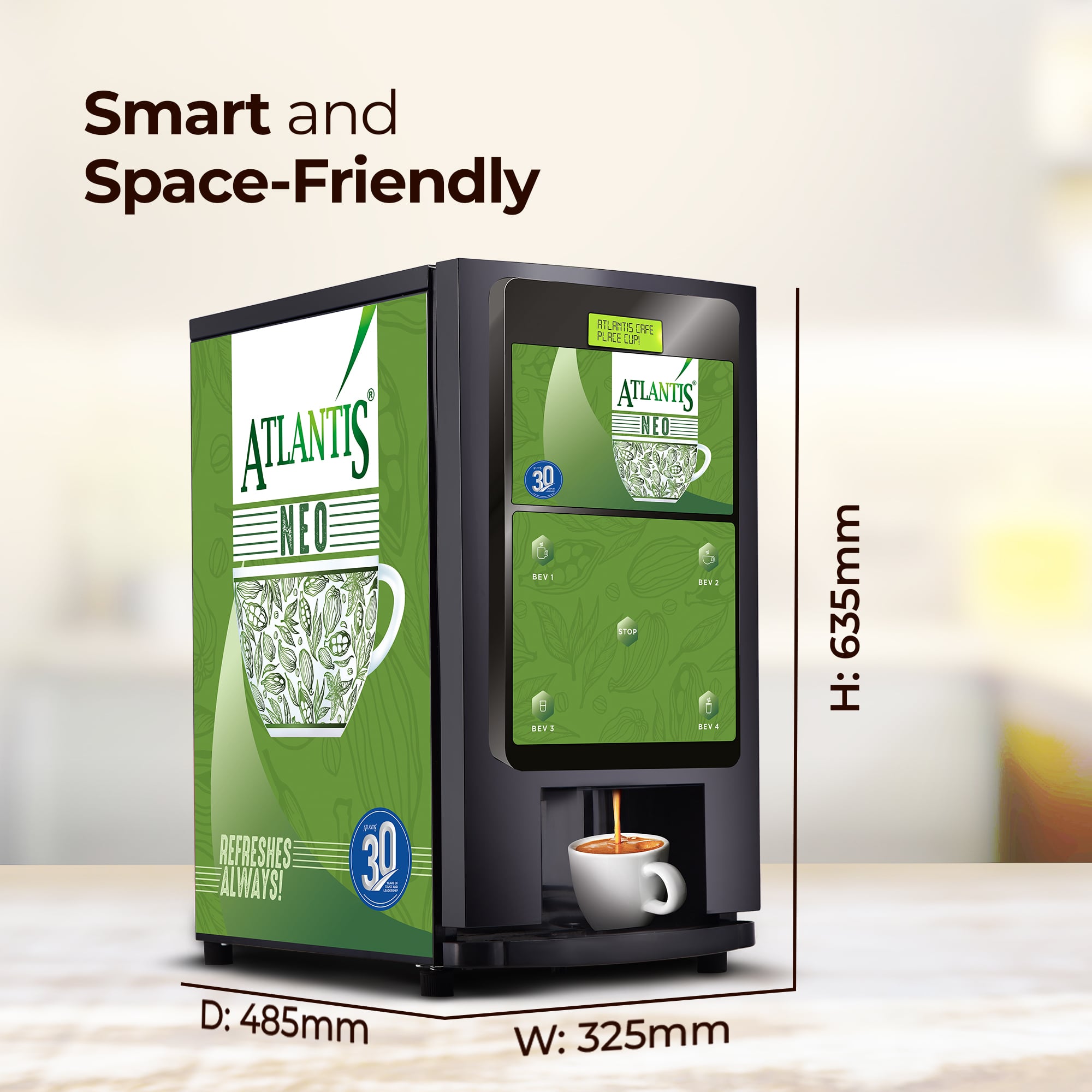 ATLANTIS NEO 3-Lane Tea and Coffee Vending Machine - Dedicated Hot Water view 10