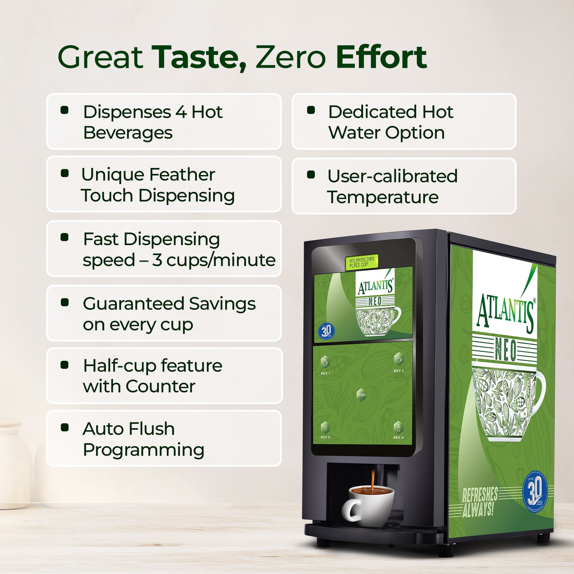 ATLANTIS NEO 4-Lane Tea and Coffee Vending Machines - Dedicated Hot Water view 2