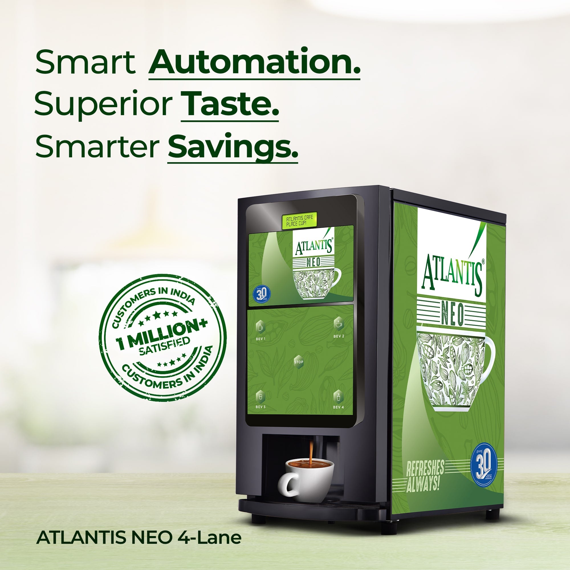ATLANTIS NEO 4-Lane Tea and Coffee Vending Machines - Dedicated Hot Water view 9