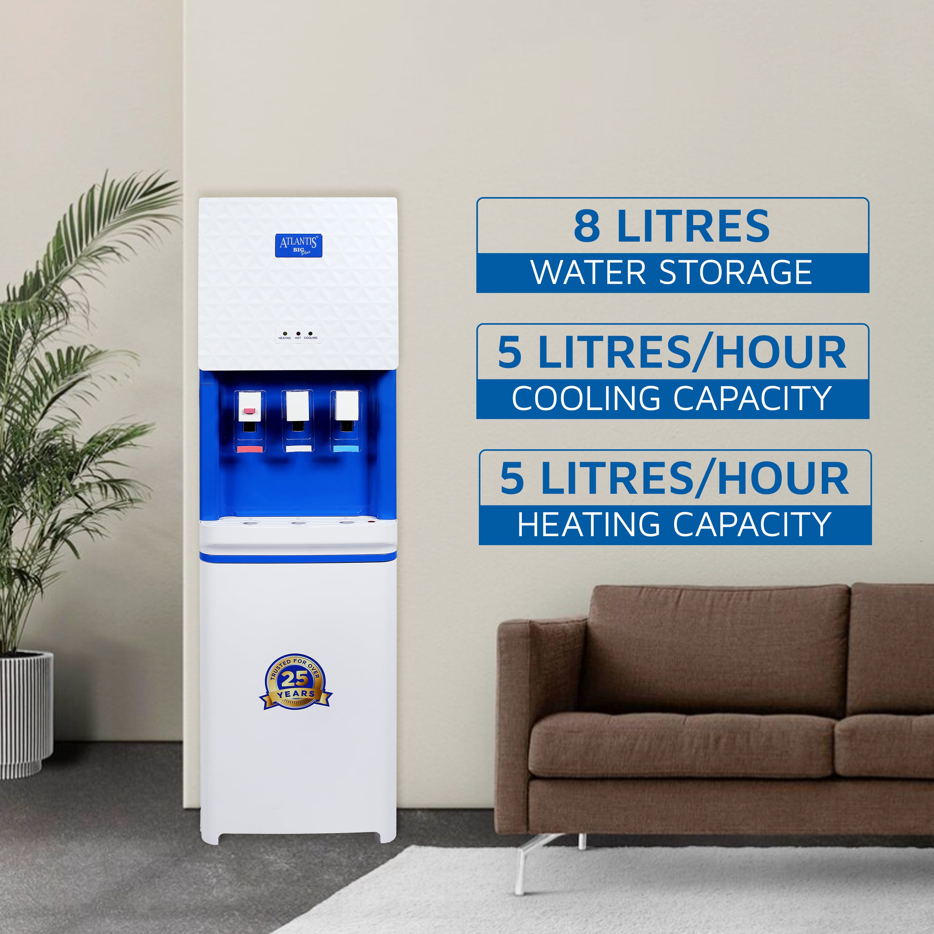 ATLANTIS BIG PLUS Floor Standing Water Dispenser - Available Space for RO Setup-3 Taps view 11