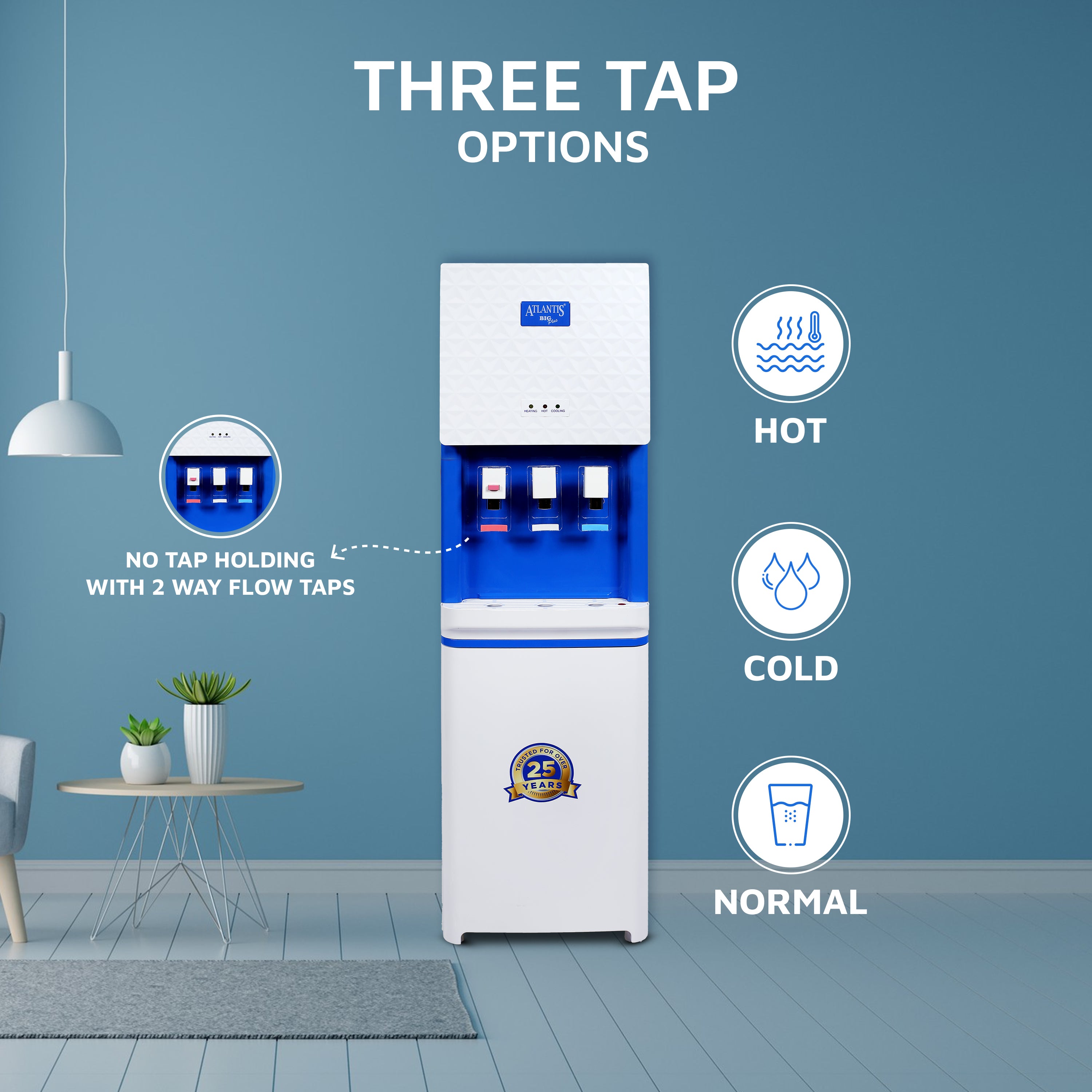 ATLANTIS BIG PLUS Floor Standing Water Dispenser - Available Space for RO Setup-3 Taps view 2
