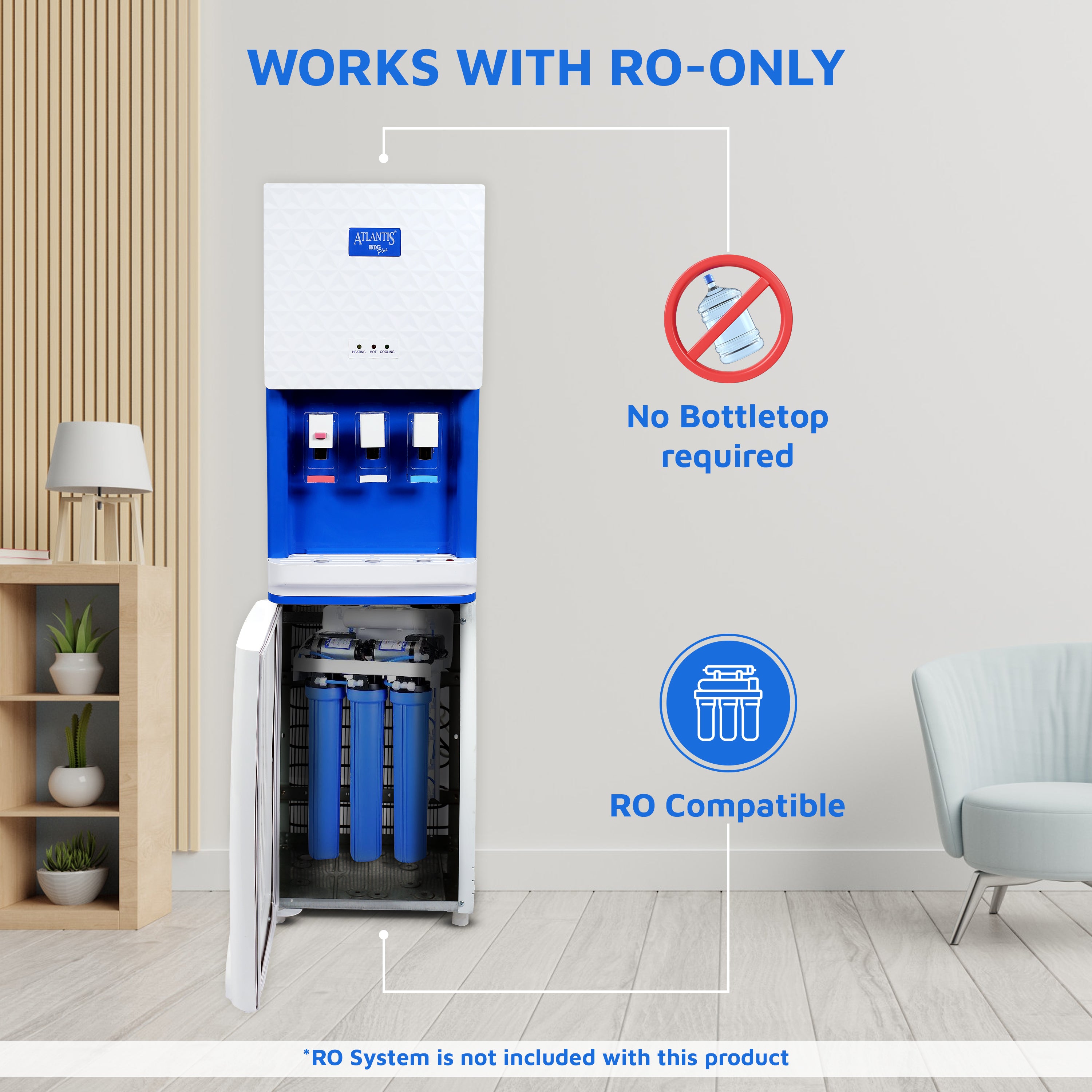 ATLANTIS BIG PLUS Floor Standing Water Dispenser - Available Space for RO Setup-3 Taps view 5