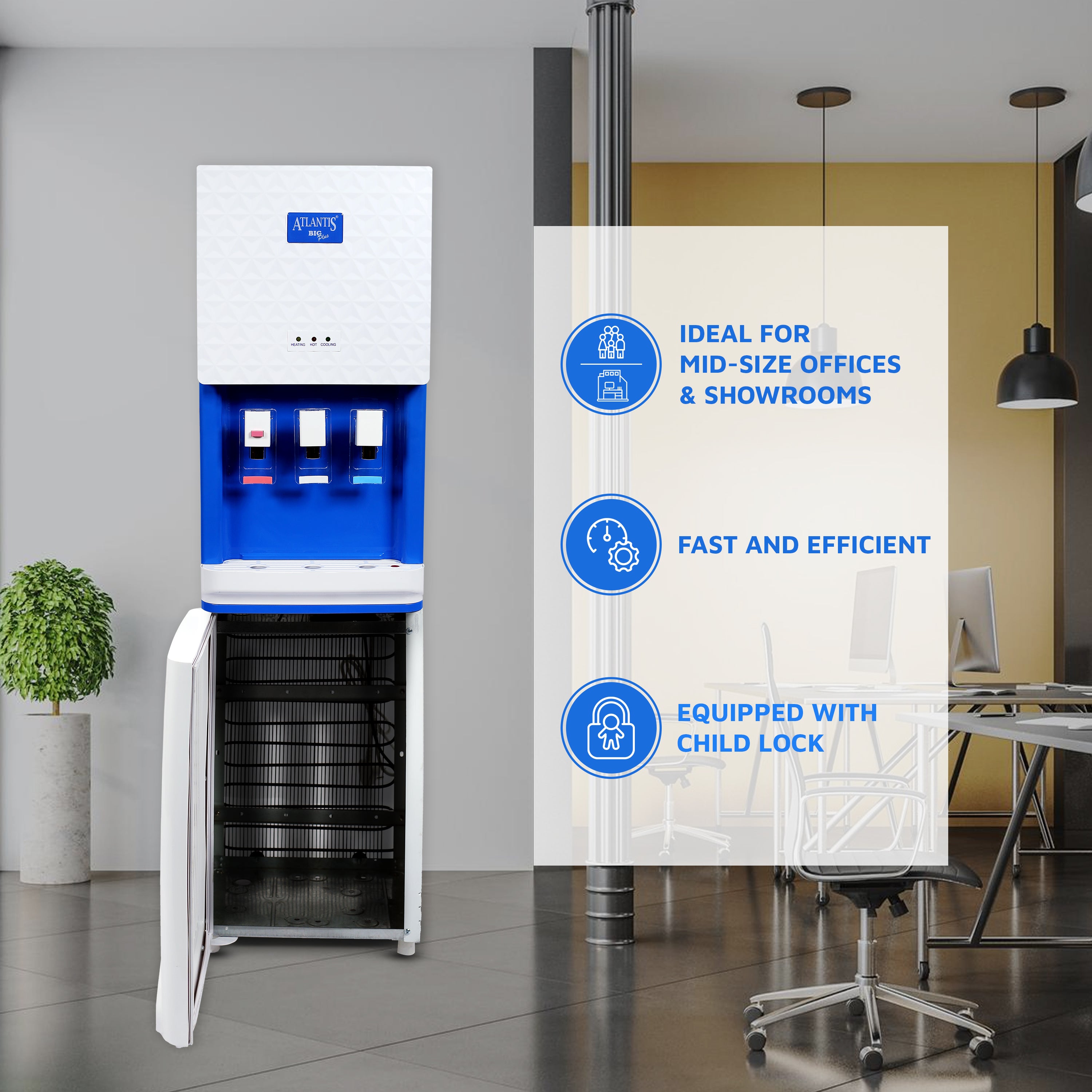 ATLANTIS BIG PLUS Floor Standing Water Dispenser - Available Space for RO Setup-3 Taps view 6