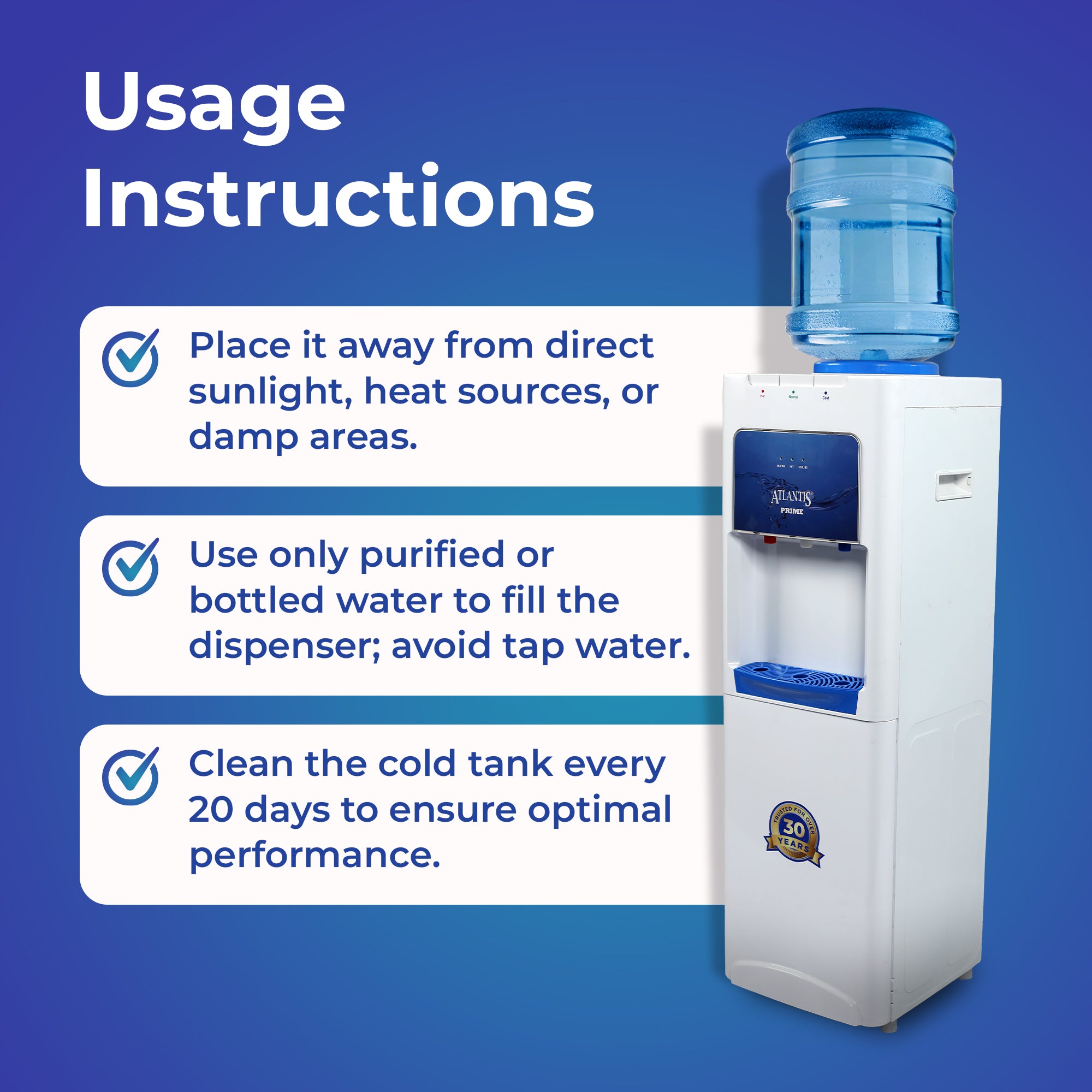 ATLANTIS PRIME Hot, Normal & Cold Floor Standing Water Dispenser- 3 Taps view 3