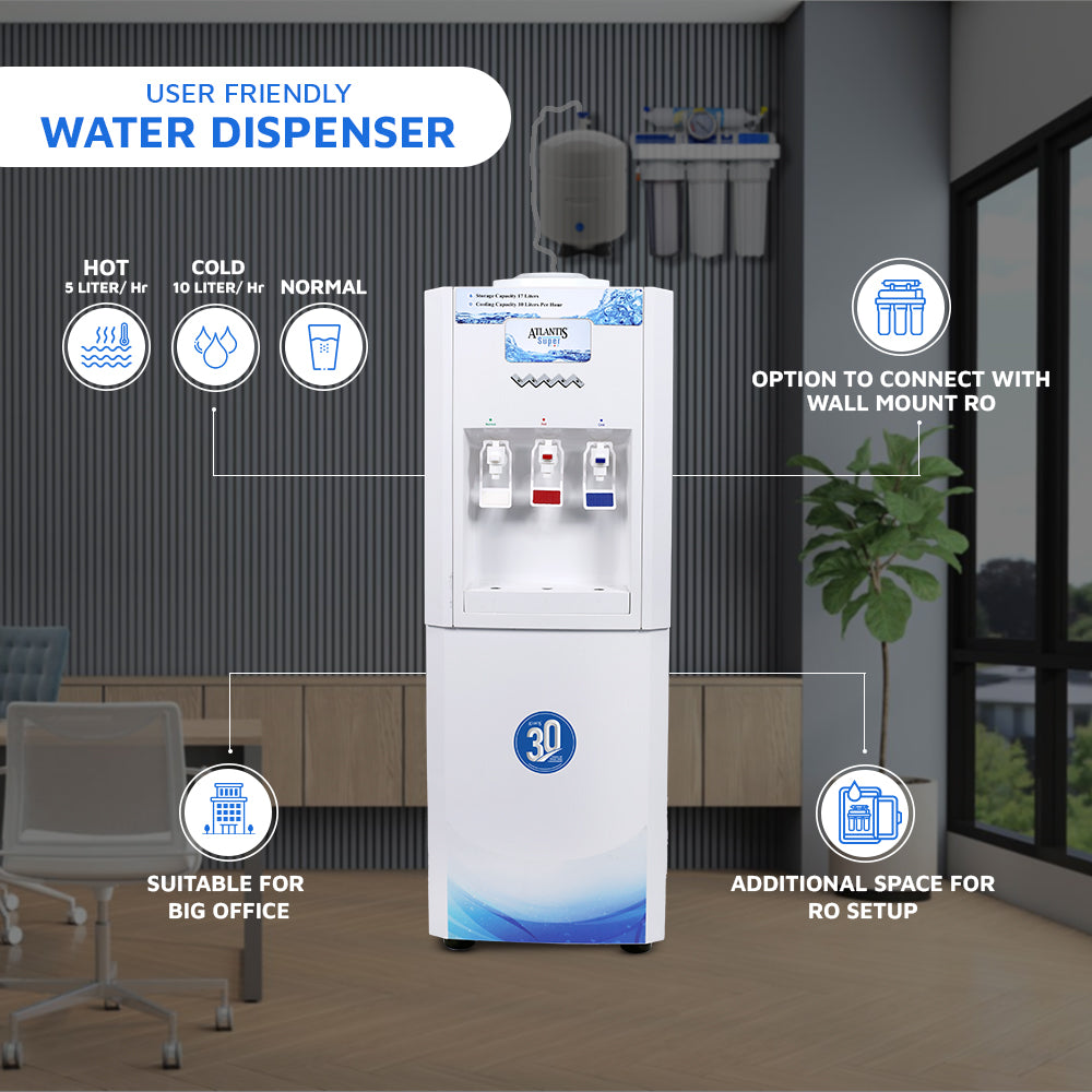 ATLANTIS SUPER Floor Standing Water Dispenser with RO Compatible (Available Space for RO Setup)- 3 Taps (15l Large Cold Tank Capacity) view 8