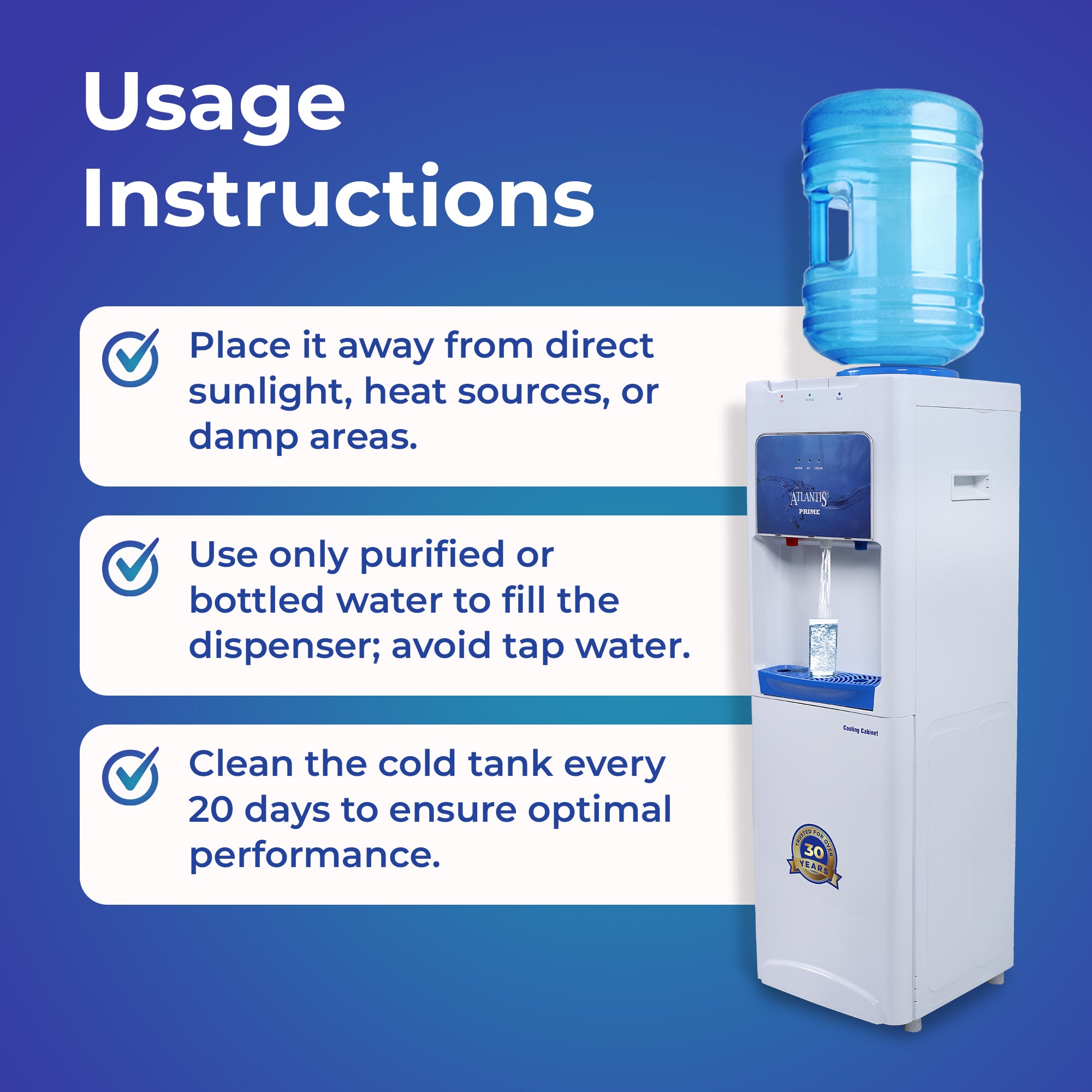 ATLANTIS PRIME (Hot, Normal & Cold ) Water Dispenser with Cooling Cabinet (Small Fridge)- 3 Taps view 5